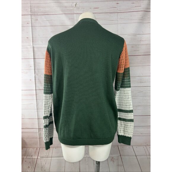 Koitmy Women's Green Contrast Sleeve Knitted Pullover Sweater Size Medium New - Picture 4 of 8